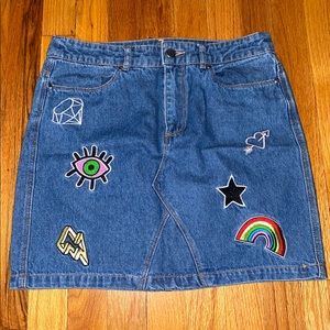 Denim Patches Skirt